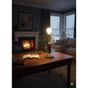 VTG Brass Marble Swing Arm Table Lamp Adjustable Gold Plug In Desk Light Retro